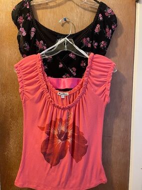 Paris Blues Coral Pink Floral Scoop Neck Blouse & Trixxi Sz. Jr XL Bundle
